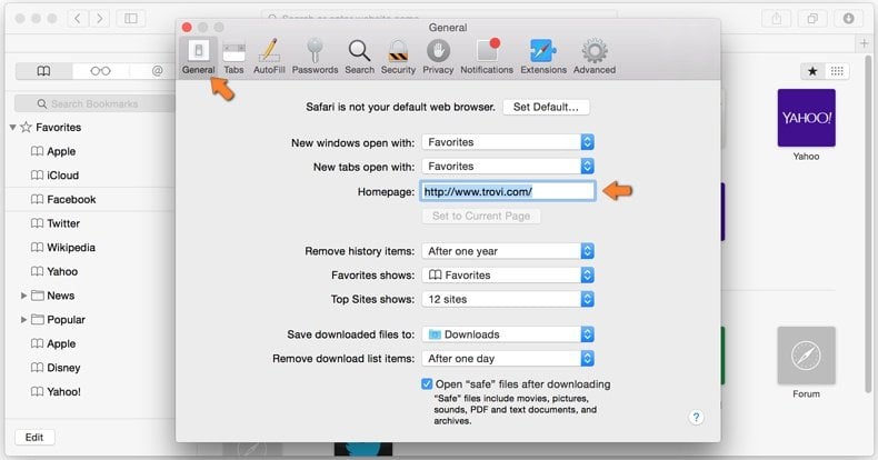 Come rimuovere browser hijacker da Safari 3