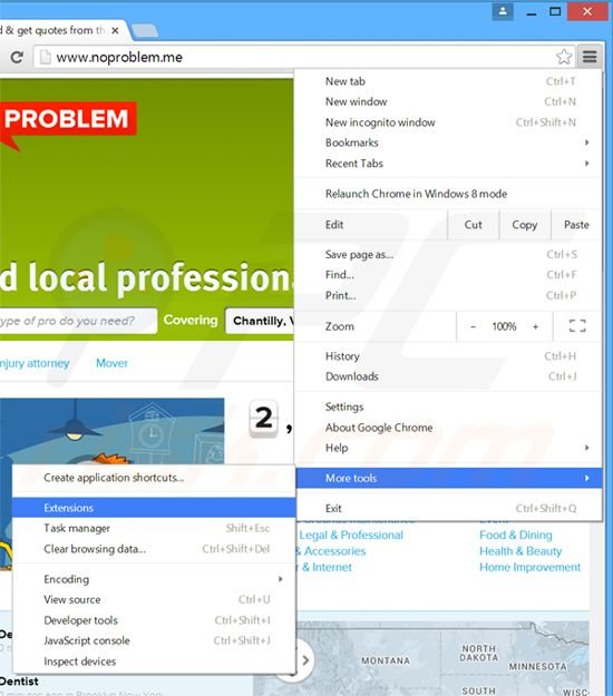 Rimuovere NoProblemPPC adware da Google Chrome step 1