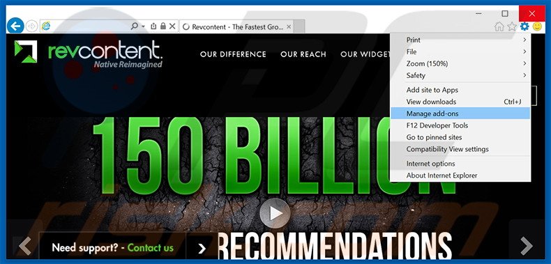 Rimuovere Revcontent adware da Internet Explorer step 1