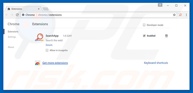 Rimozione di Warning! Malware Detected! ads from Google Chrome step 2