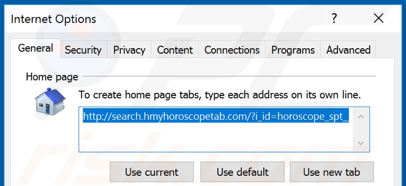 Rimozione di hmyhoroscopetab.com dalla homepage di Internet Explorer