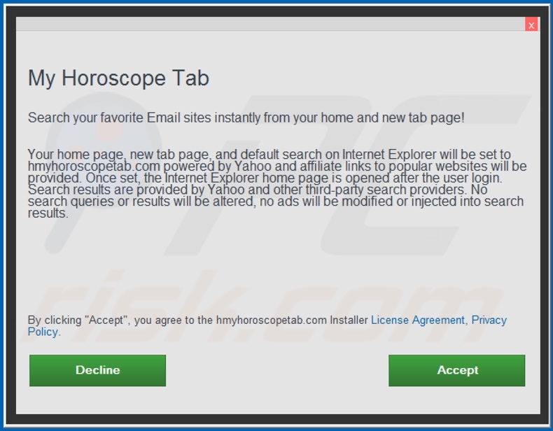 Installazione del dirottatore del browser ufficiale My Horoscope Tab