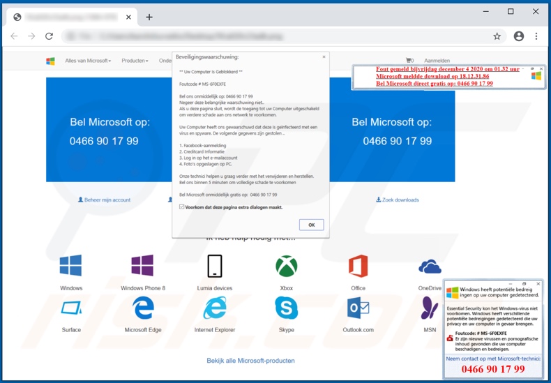 Error code # MS-6F0EXFE truffa dell'assistenza tecnica