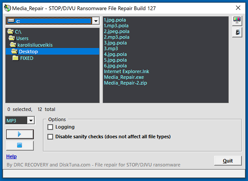 Media_Repair applicazione di DiskTura che ripristina i file audio/video crittografati dal ransomware Stop/Djvu