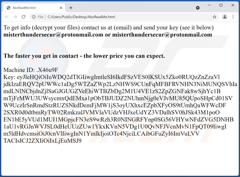 ako ransomware nota di riscatto akoreadme html file