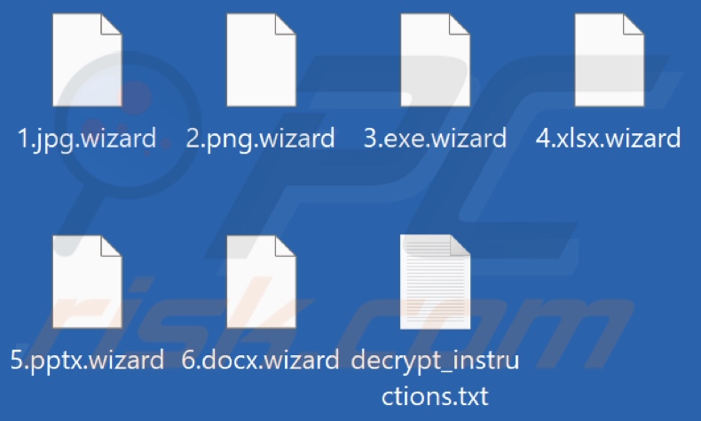 File crittografati dal ransomware Wizard (estensione .wizard)