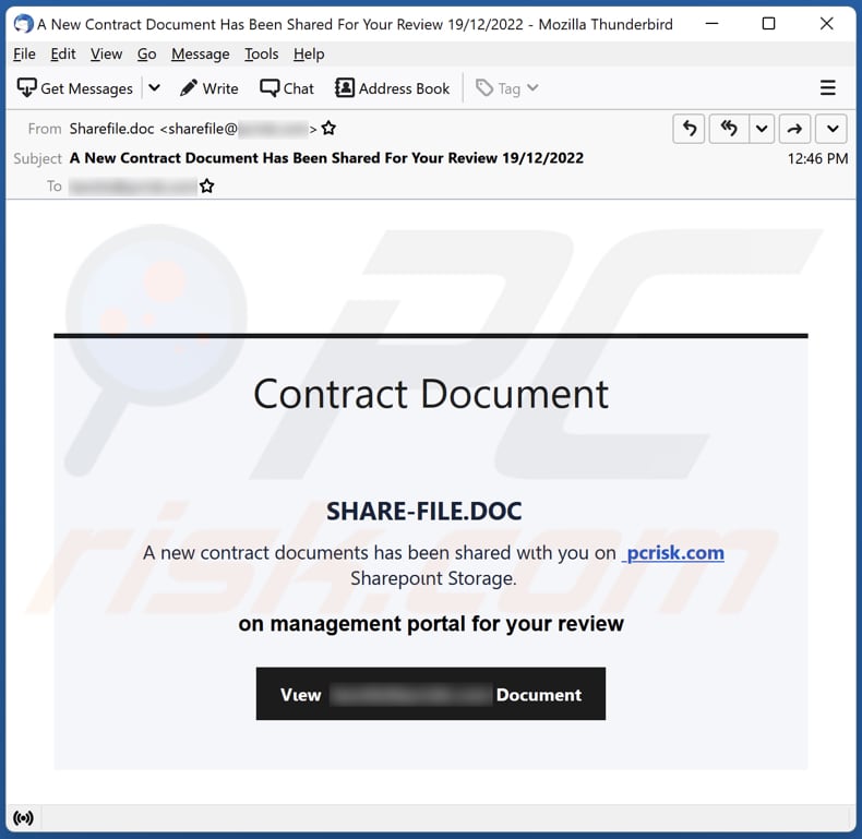 Contract Document email truffa