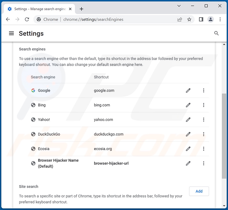 Rimozione di dmiredindee.com dal motore di ricerca predefinito di Google Chrome