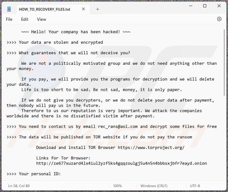 Rec_rans ransomware file di testo (HOW_TO_RECOVERY_FILES.txt)