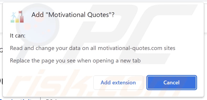 Autorizzazioni richieste dal dirottatore del browser Motivational Quotes