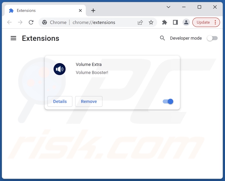 Rimozione delle estensioni di Google Chrome relative a masterofvolume.com