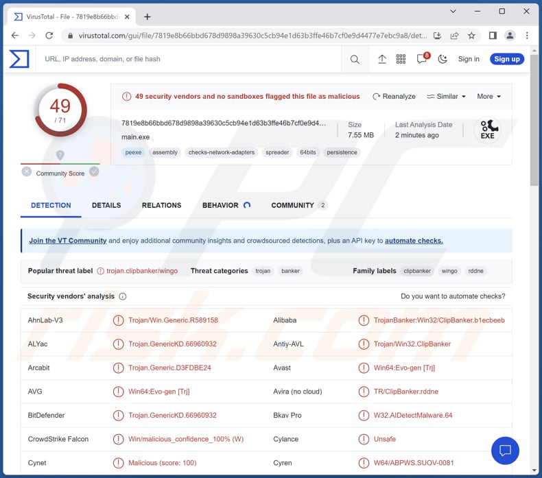 Clip Banker malware