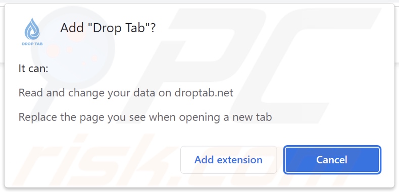 Il dirottatore del browser Drop Tab chiede le autorizzazioni