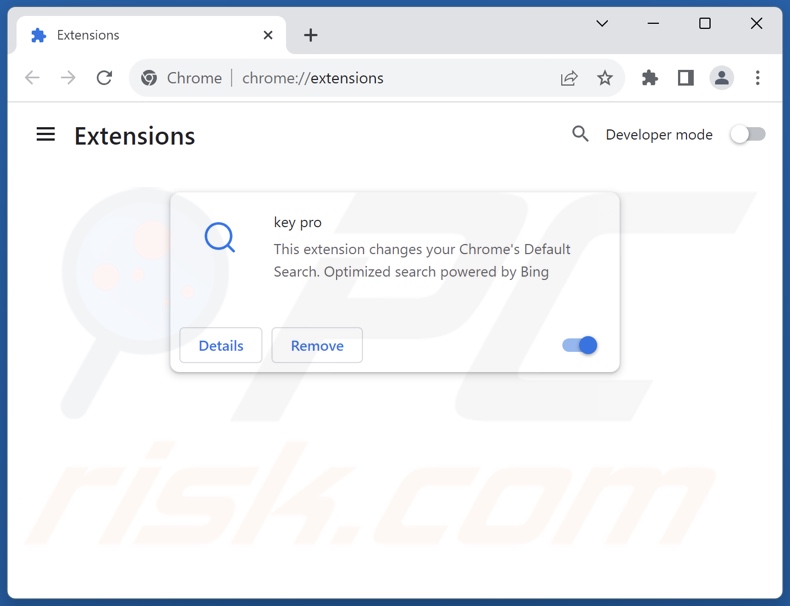 Rimozione delle estensioni di Google Chrome correlate a keysearchs.com