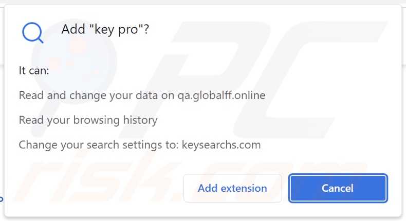 Autorizzazioni richieste dal dirottatore del browser Key Pro