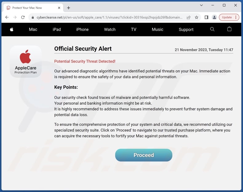 AppleCare - Official Security Alert truffa