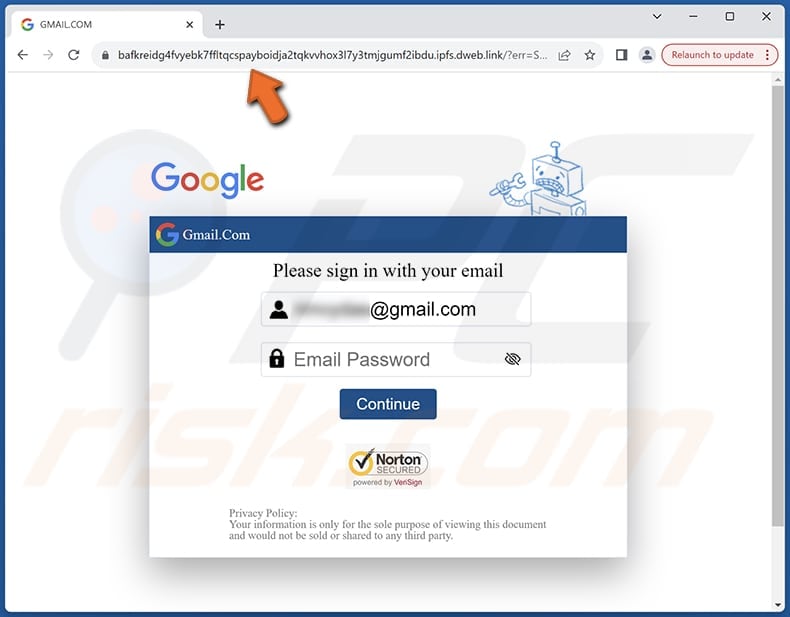 DHL incoming shipment notification e-mail truffa pagina di phishing