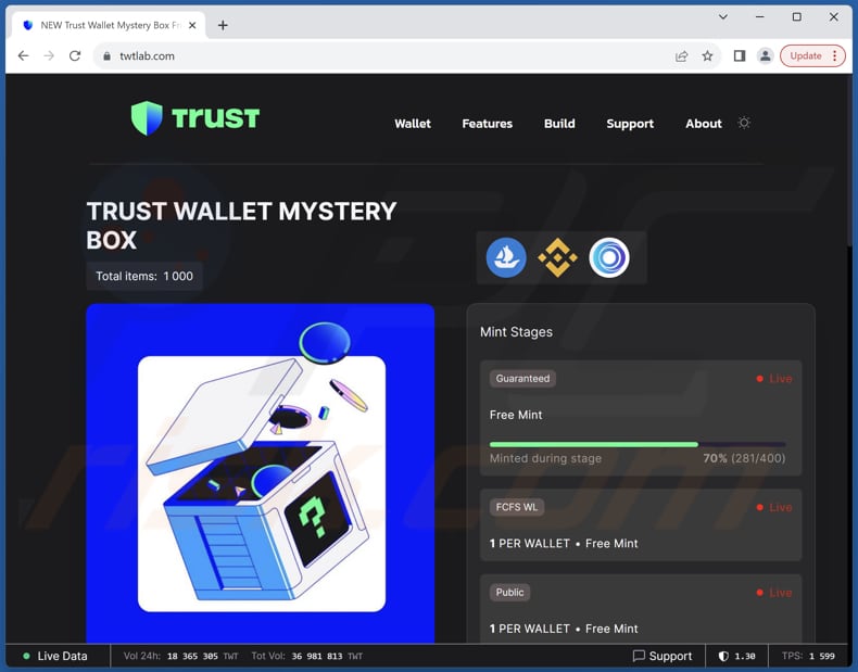 Trust Wallet Mystery Box truffa