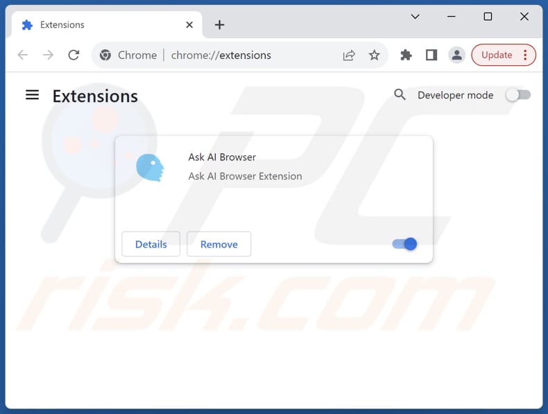 Rimozione delle estensioni di Google Chrome correlate a askaibrowser.com