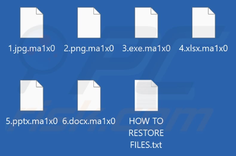File criptati dal ransomware Ma1x0 (estensione .ma1x0)