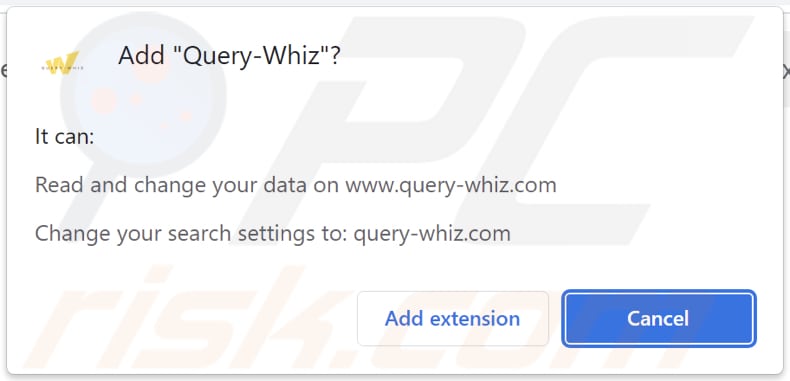 Query-Whiz browser hijacker richiesta di permessi