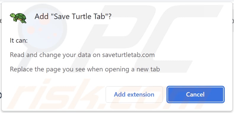 Save Turtle Tab browser hijacker asking for permissions