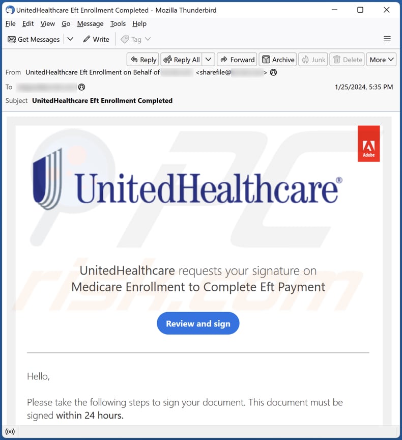 UnitedHealthcare campagna di spam via e-mail