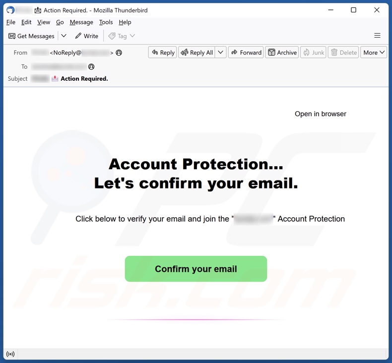 Account Protection campagna di spam via e-mail