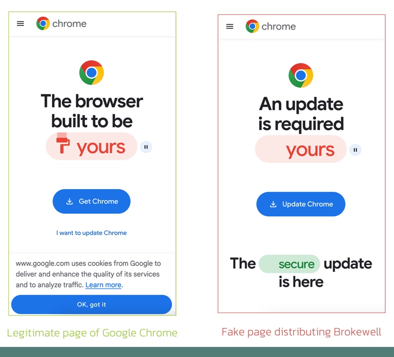 Il trojan bancario Brokewell prolifera nell'aggiornamento di Chrome (confronto)