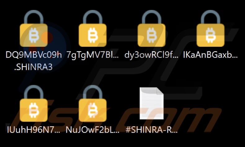 File criptati dal ransomware SHINRA (estensione .SHINRA3)