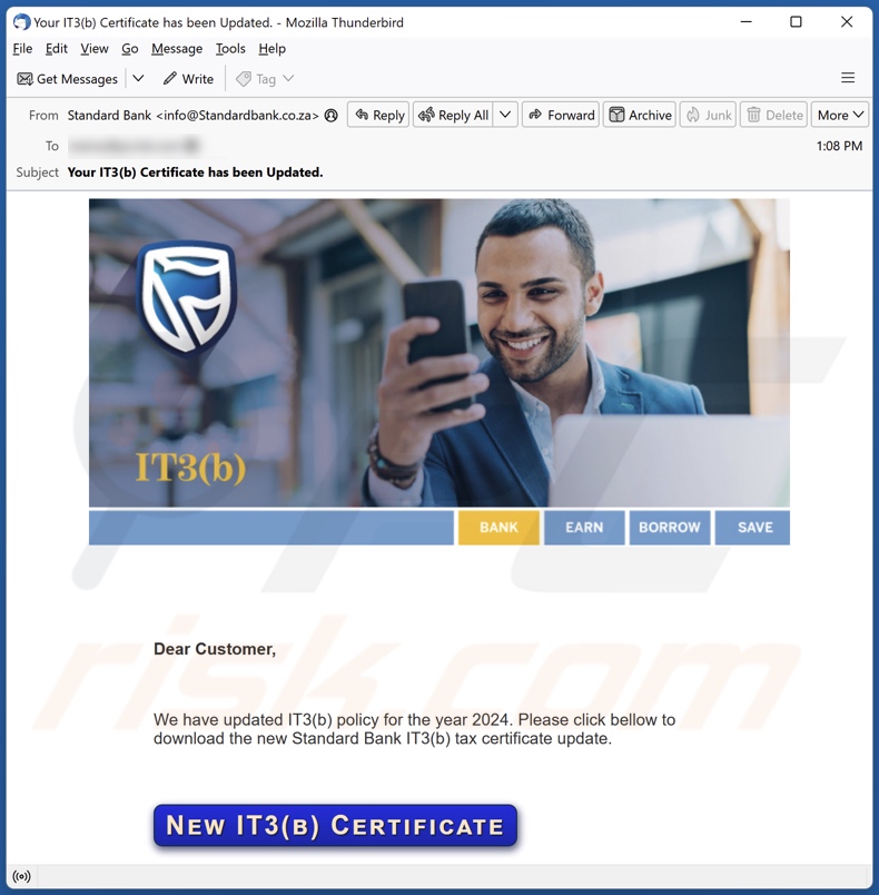 Standard Bank IT3(b) Policy campagna di spam via e-mail