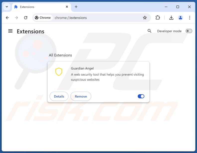 Rimozione del dirottatore del browser Guardian Angel da Google Chrome passo dopo passo 2