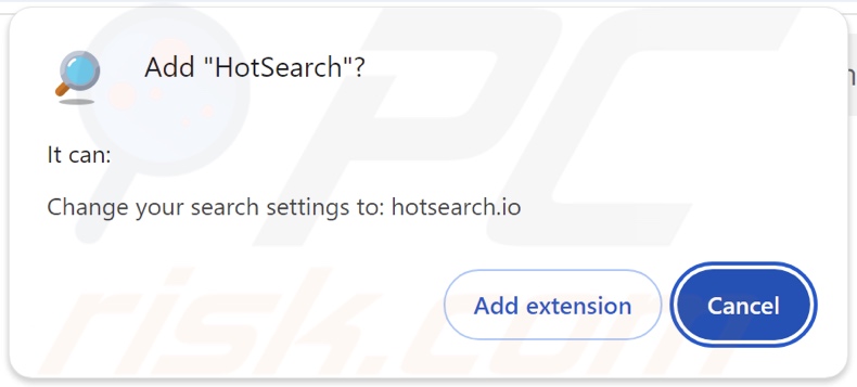 HotSearch dirottatore del browser che chiede autorizzazioni