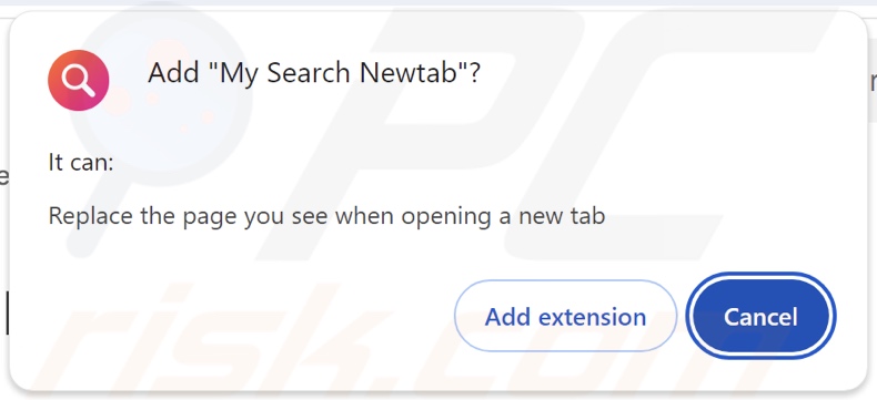 Il dirottatore del browser My Search Newtab chiede le autorizzazioni