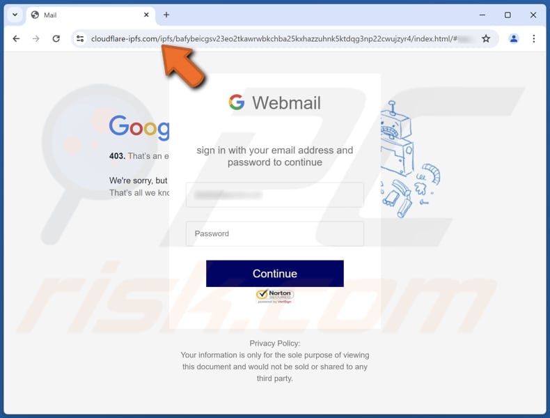 New Messages Notification Pagina di phishing della truffa via e-mail