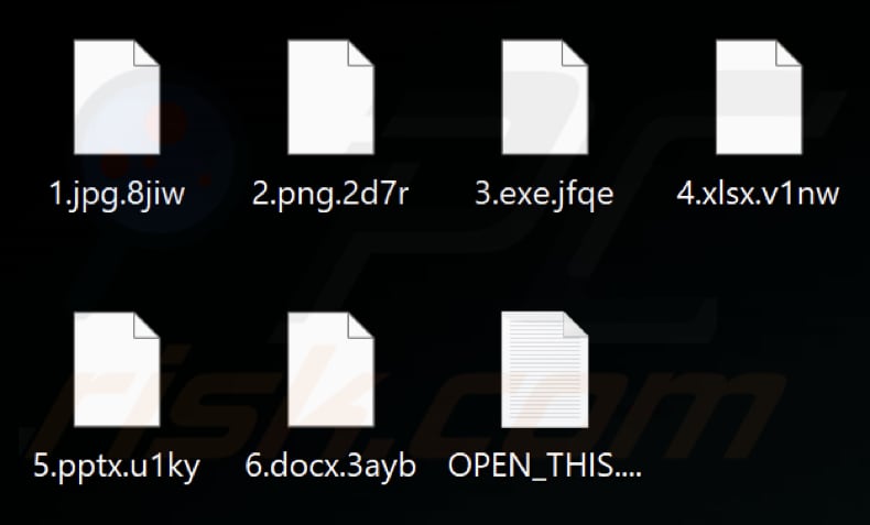 File criptati dal ransomware OCEANS (quattro caratteri casuali come estensione)