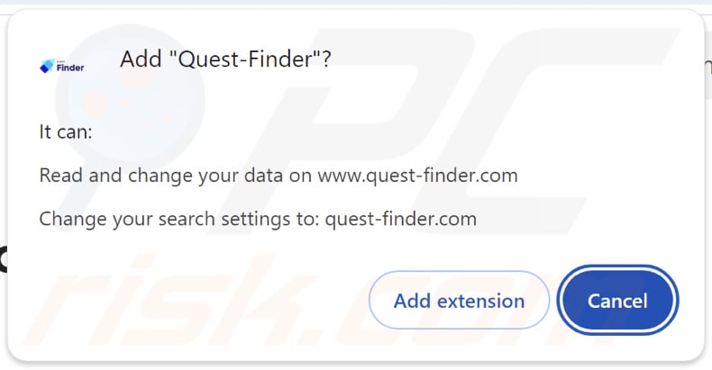 Quest-Finder è un dirottatore del browser che chiede le autorizzazioni