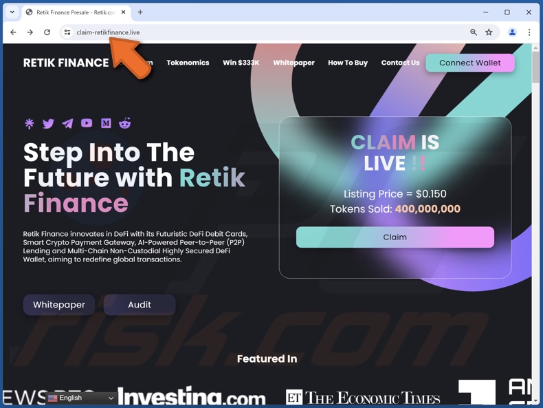 Retik Finance Giveaway truffa