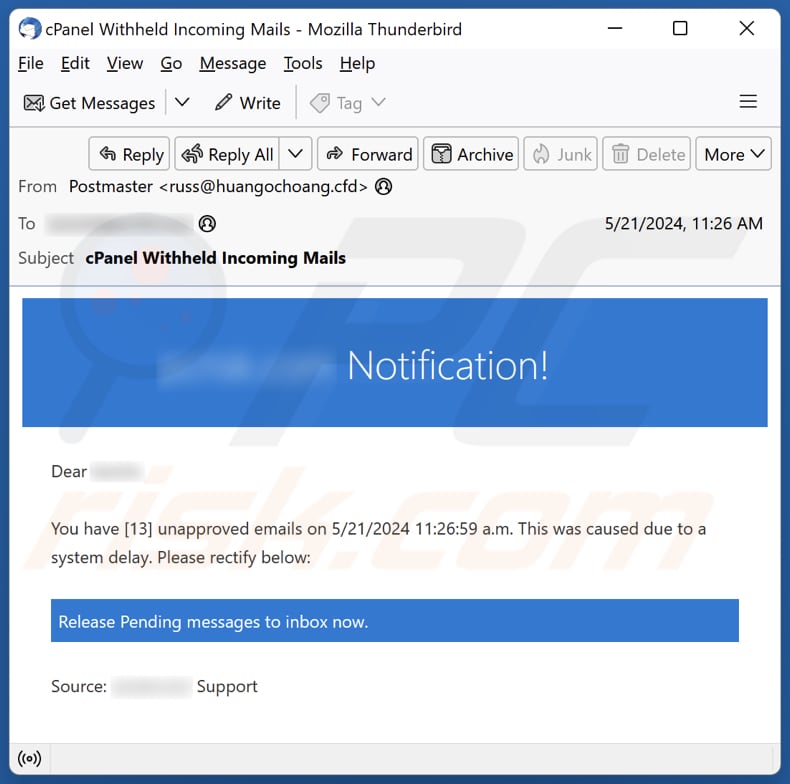 Unapproved Emails campagna di spam via e-mail