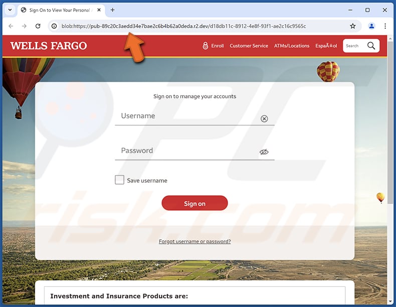 Wells Fargo - Card Activity Verification pagina di phishing per le truffe via e-mail