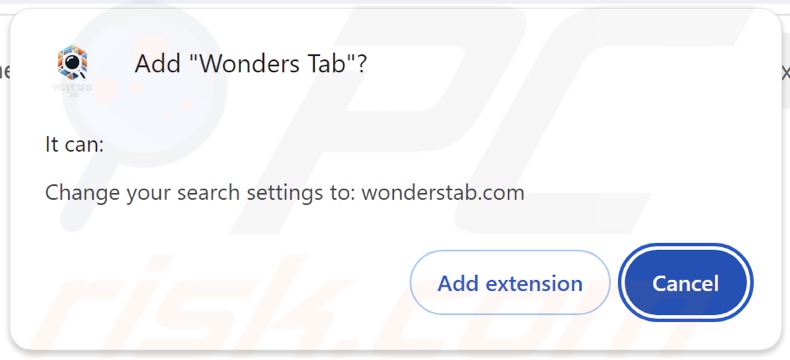 Il dirottatore del browser Wonders Tab chiede le autorizzazioni