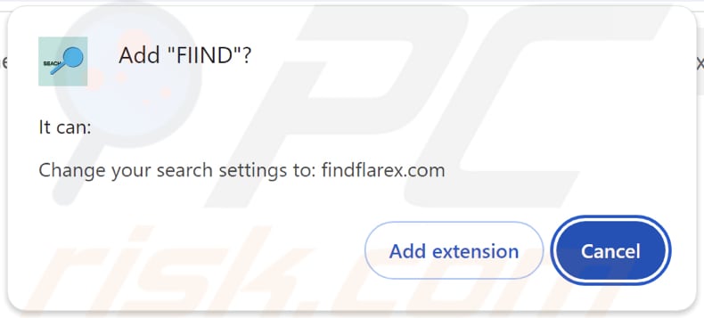 FIIND browser hijacker asking for permissions