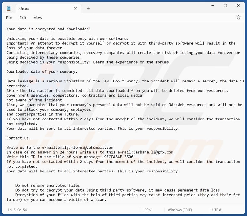 Lexus ransomware file di testo (info.txt)