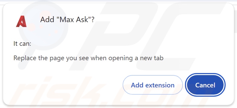 Il dirottatore del browser Max Ask chiede le autorizzazioni