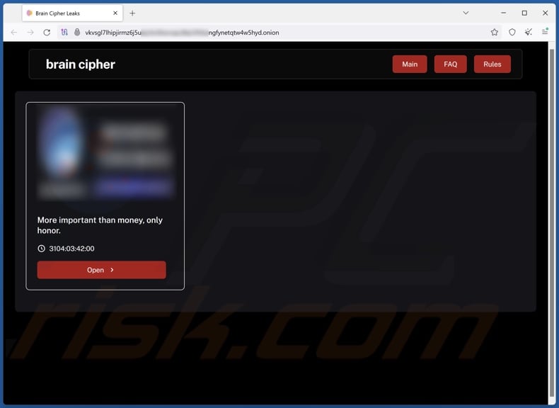 Brain Cipher ransomware sito per la divulgazione dei dati