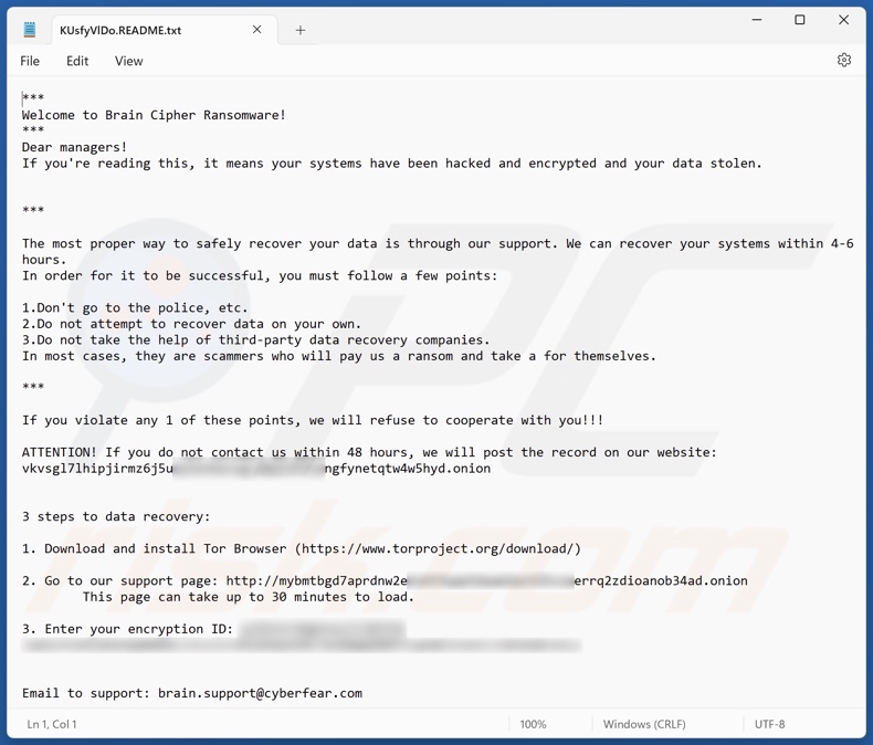 Brain Cipher ransomware nota di riscatto ([random_string].README.txt)