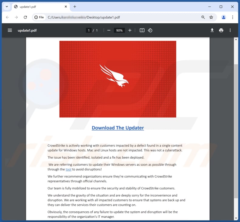 CrowdStrike truffa PDF preading data wiper