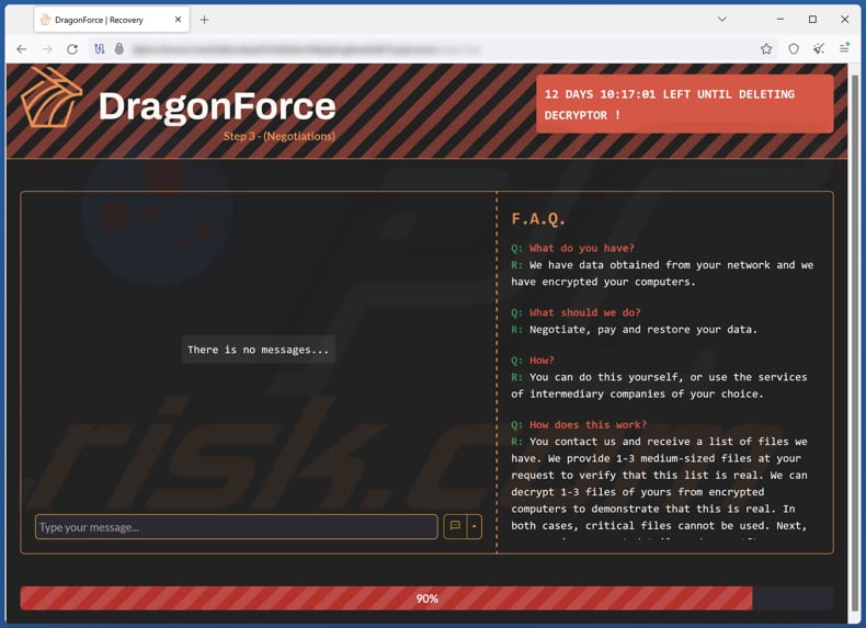 DragonForce ransomware sito web di contatto