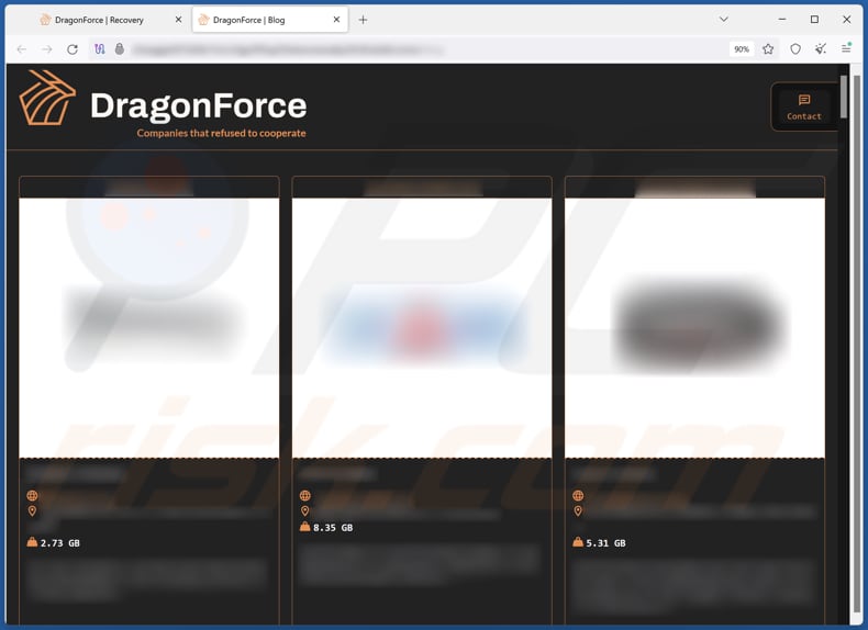 DragonForce ransomware sito di fuga di dati