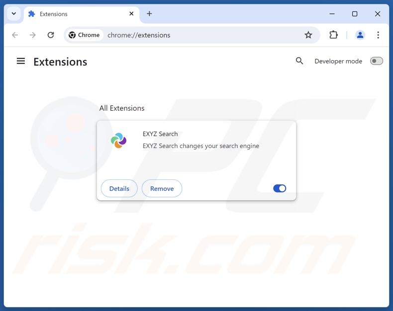 Rimozione delle estensioni di Google Chrome correlate a exyzsearch.com